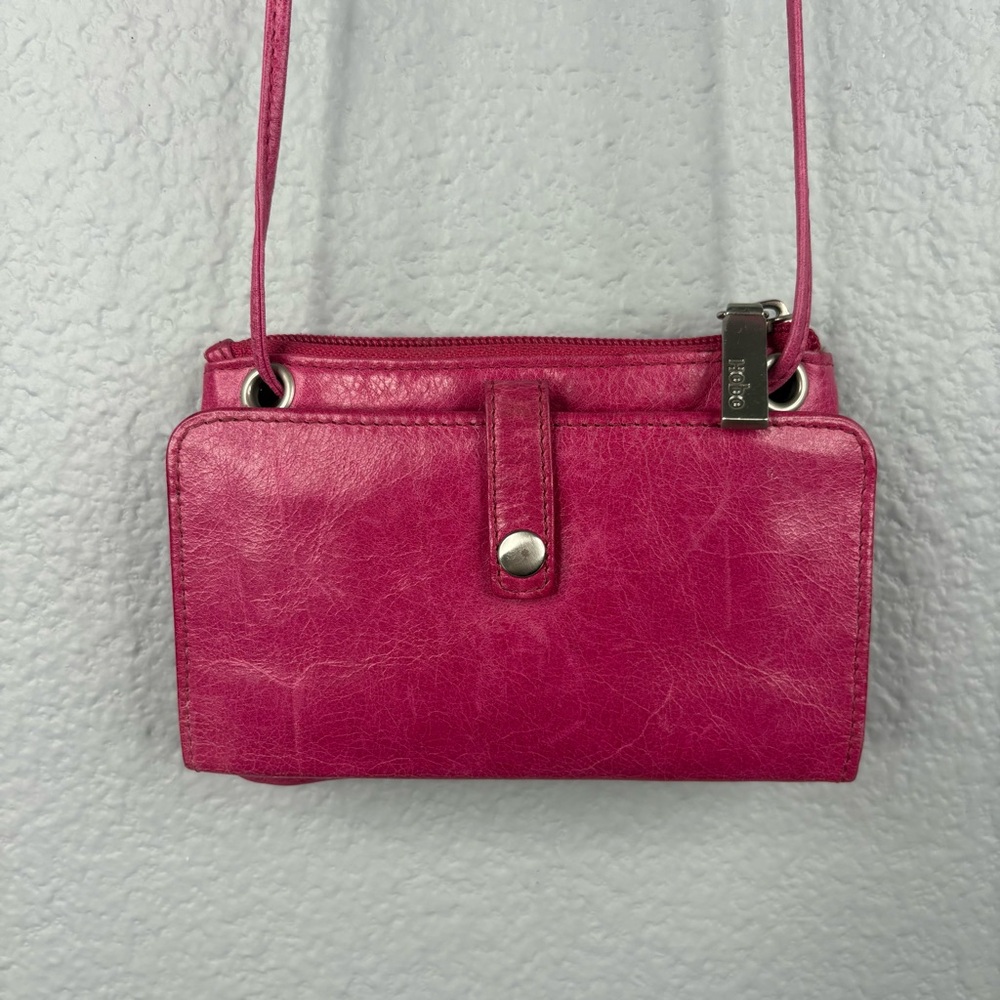 HOBO Berry Pink Leather Crossbody Clutch Wallet